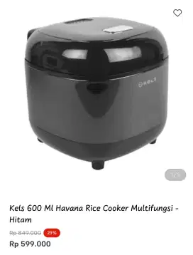 Kels 600 Ml Havana Rice Cooker Multifungsi - Hitam