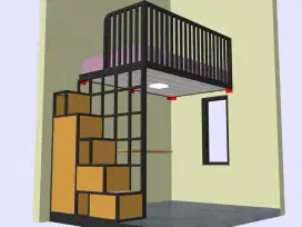 Mezzanine indoor kamar balkon tambahan minimalis jogja free design 3D