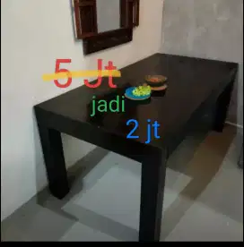 Meja kayu jati tua warna plitur hitam