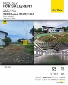 Dijual dan Disewakan Gudang Ex Pabrik di Zona Industri Majalengka