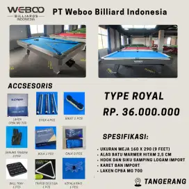 Jual meja billiard merek weboo brand new