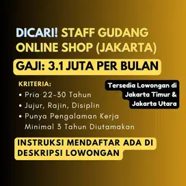 DICARI STAFF UNTUK GUDANG ONLINE SHOP RAJIN, DISIPLIN, DAN TELITI