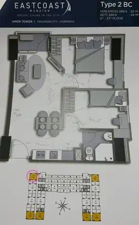Butuh cepat laku, jual rugi, apartemen amor 2BRC, kosongan