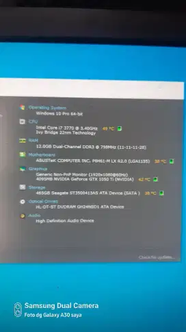 CPU Asus Core i7 12Gb 500Gb aman lancar siap pakai