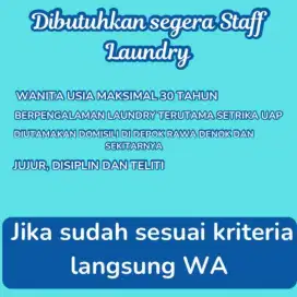 Staff Laundry untuk mencuci dan setrika
