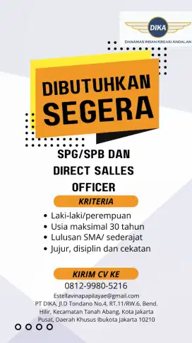 DiBUTUHKAN SEGERA