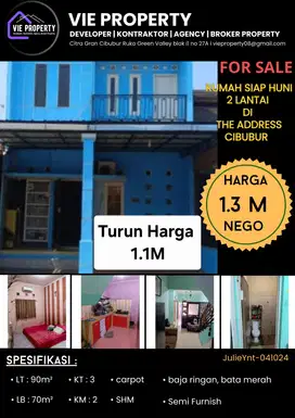 Turun Harga Rumah Semi Furnish The Address Cibubur