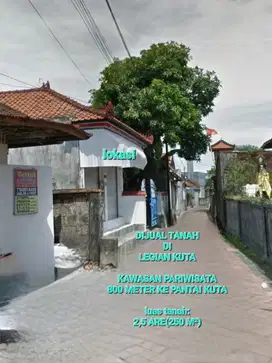Dijual TANAH 250M² di LEGIAN KUTA Bali, kawasan pariwisata