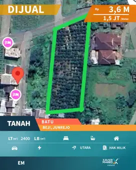 Tanah Kavling View Bagus di Daerah Beji Junrejo Kota Batu