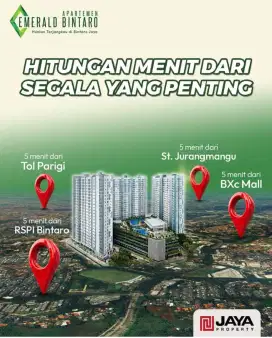 Dijual Apartemen Emerald Bintaro.Free Furnish/ PPN 100% /AJB & BPHTB