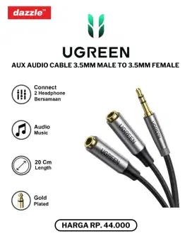 UGREEN AUX AUDIO CABLE JACK 3.5MM MALE TO DUAL JACK 3.5MM FEMALE