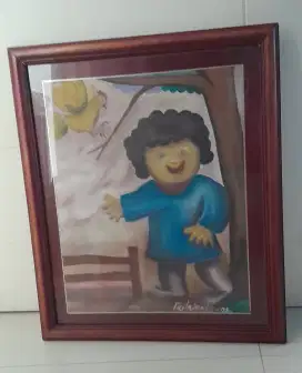 LUKISAN KANVAS ANAK DAN BURUNG