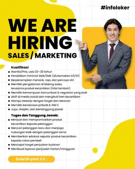 Membuka lowongan pekerjaan sebagai Sales / Marketing