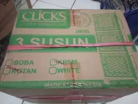 Rak Loker 3 Susun Clicks Tabitha Warna Krem Motif Rotan