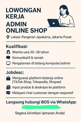 Lowongan pekerjaan admin online shop