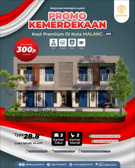 RUMAH KOS PREMIUM 300 JUTA DEPAN UMM DAN DEKAT UB KOTA MALANG