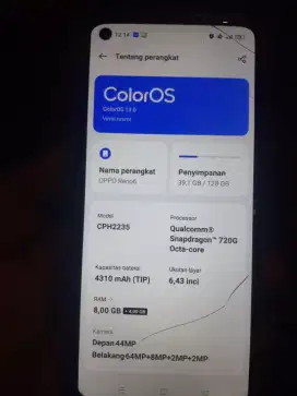 Oppo reno 6 batangan minus