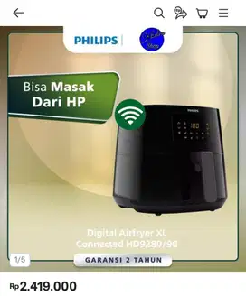 Philips Air Fryer XL - HD9280/90 - Kapasitas 1.2kg /6.2L