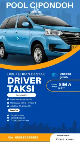 Lowongan Driver/Sopir Taksi Gratis