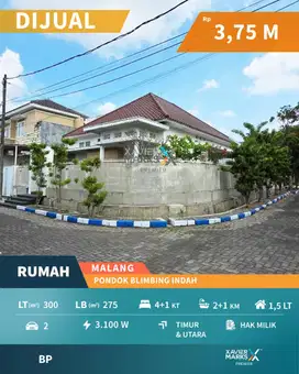 Dijual Rumah Hook Mewah di Pondok Blimbing Indah Araya Malang