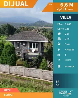 Harga BU Dijual Rumah Villa di daerah Selecta, Bumiaji Batu Malang