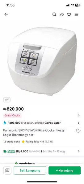 Panasonic SRDF181WSR Rice Cooker Fuzzy