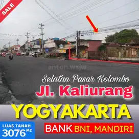 Tanah Jogja tepi Jl Kaliurang Km7 Selatan Pasar, Bank Lt 3076 m2 SHM
