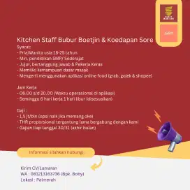 Loker staff Dapur Bubur dan Koedapan
