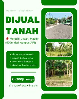 Dijual Tanah Murah Dekat Akademi Perkeretaapian