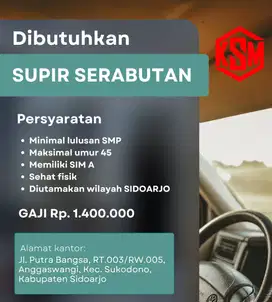 Dicari Supir Serabutan