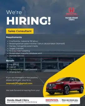 LOKER SALES HONDA MOBIL