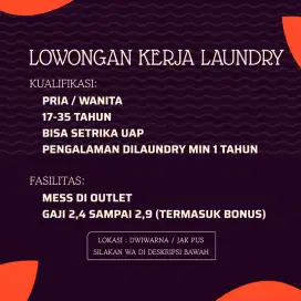 Lowongan Laundry diJakpus Dwiwarna
