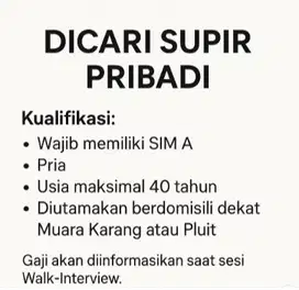 Supir Pribadi Untuk Antar Jemput