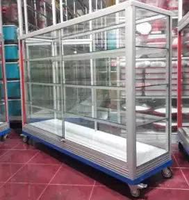 ETALASE KACA 1,5Mx1M || PAKAI RODA & KUNCI