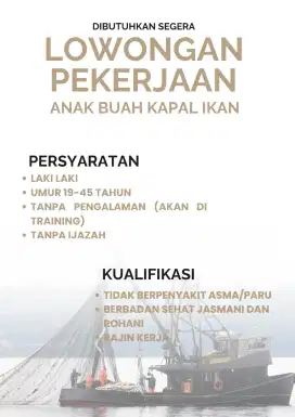 Dibutuhkan segera lowongan kerja