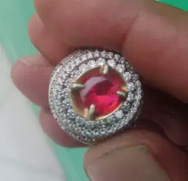 Ruby Burma no heat ring perak