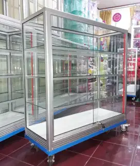 Etalase Toko Panjang 1Mx1M Pake RODA BESAR & Kunci