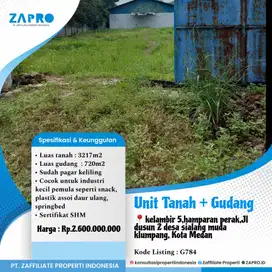 Jual tanah & gudang cocok untuk industri kecil di medan