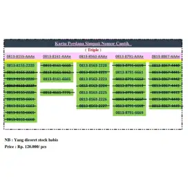 Kartu perdana simpati telkomsel nomor cantik pilihan ekor triple