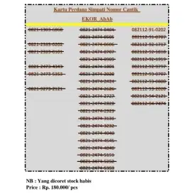Kartu perdana telkomsel simpati ekor angka AbAb nomor pilihan