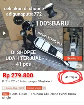 100%br TERLARIS DI SHOPE TERJUAL 41 pcs PEDAL DRUM SINGLE AXL