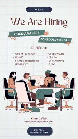DIBUTUHKAN 8 ORANG TERCEPAT , KESEMPATAN BERKARIR