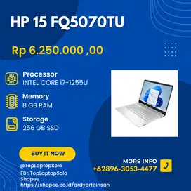 HP 15 FQ5070TU - INTEL CORE i7-1255U - RAM 8 GB - SSD 256 GB