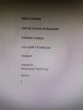 Lowongan kerja usaha rumah tangga
