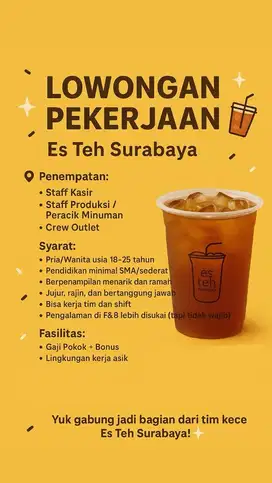 Crew outlet Es teh Surabaya Royal Plaza surabaya