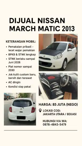 DIJUAL NISSAN MARCH MATIC 2013
