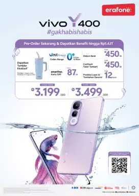 Vivo y400 anti air ip68/69 dapatkah hadiah langsung, bisa cicilan dp0%