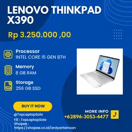 LENOVO THINKPAD X390 - INTEL CORE i5 GEN 8TH - RAM 8 GB - SSD 256 GB
