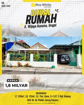 Dijual Rumah di Jl. Wijaya Kusuma, Grogol, Sukoharjo