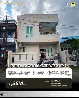 Dijual Rumah 2 Lantai Komplek Nusa Jaya Sungai Panas